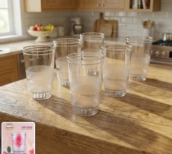Janta Drinking Glass Set – 6 Pc with Frosted Grip, 300ml Each