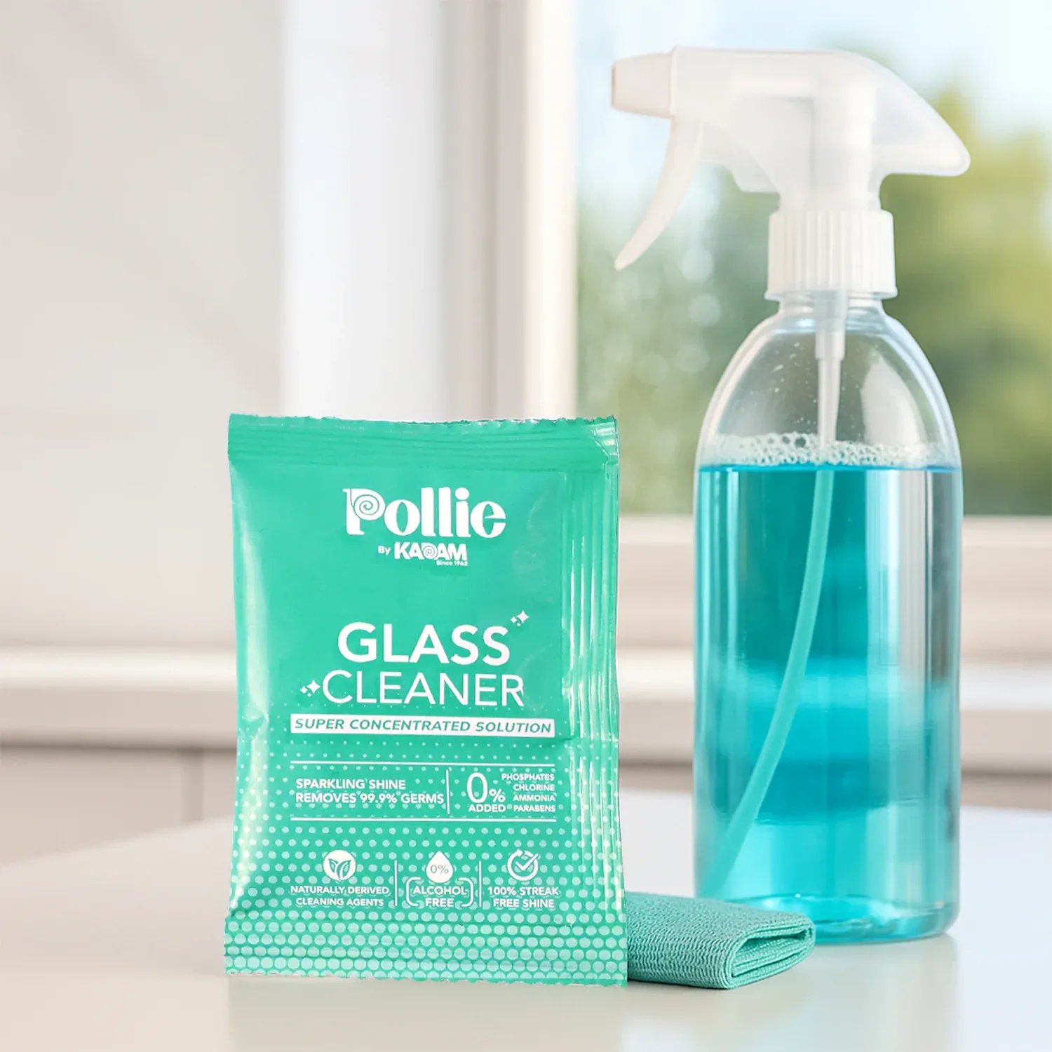 Pollic Kadam Glass & Mirror Cleaner Sachet – 15g Concentrate - Detailed Feature View 3