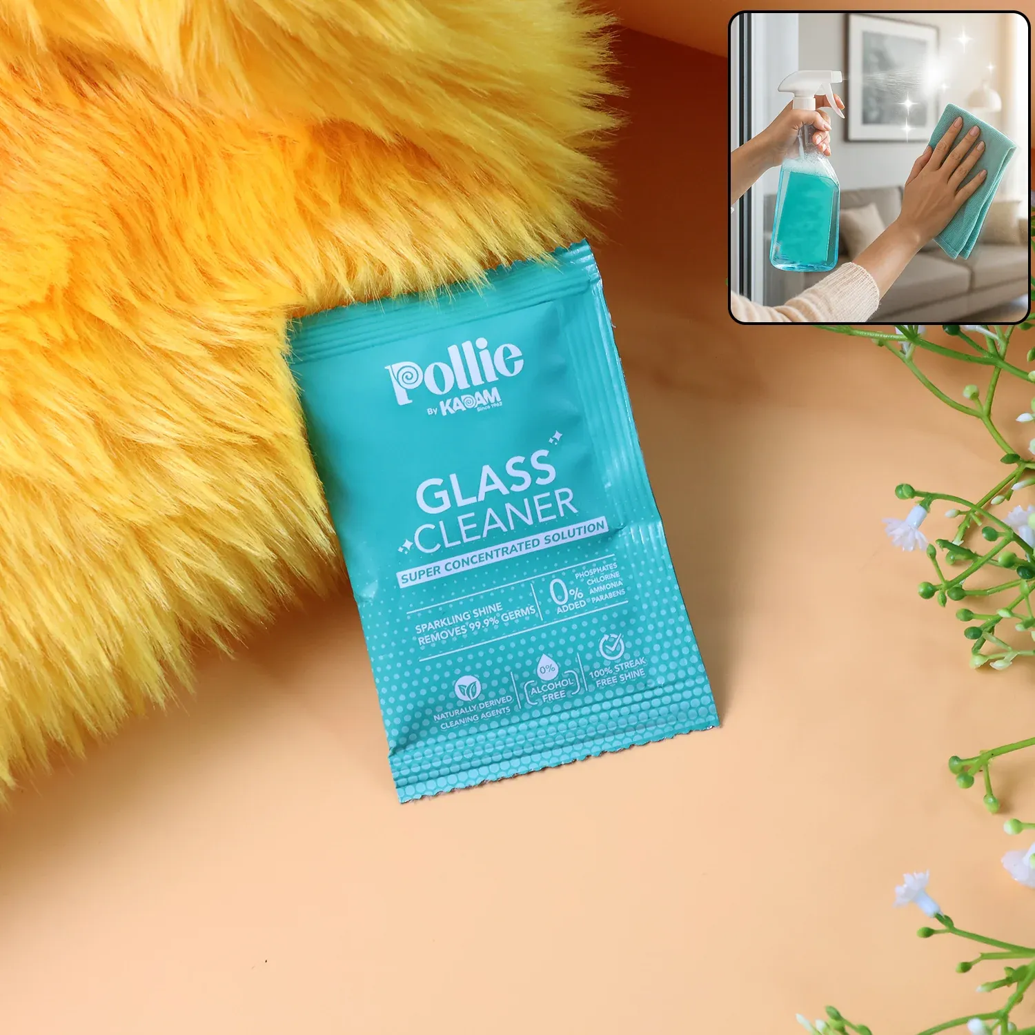 Pollic Kadam Glass & Mirror Cleaner Sachet – 15g Concentrate - Detailed Feature View 1