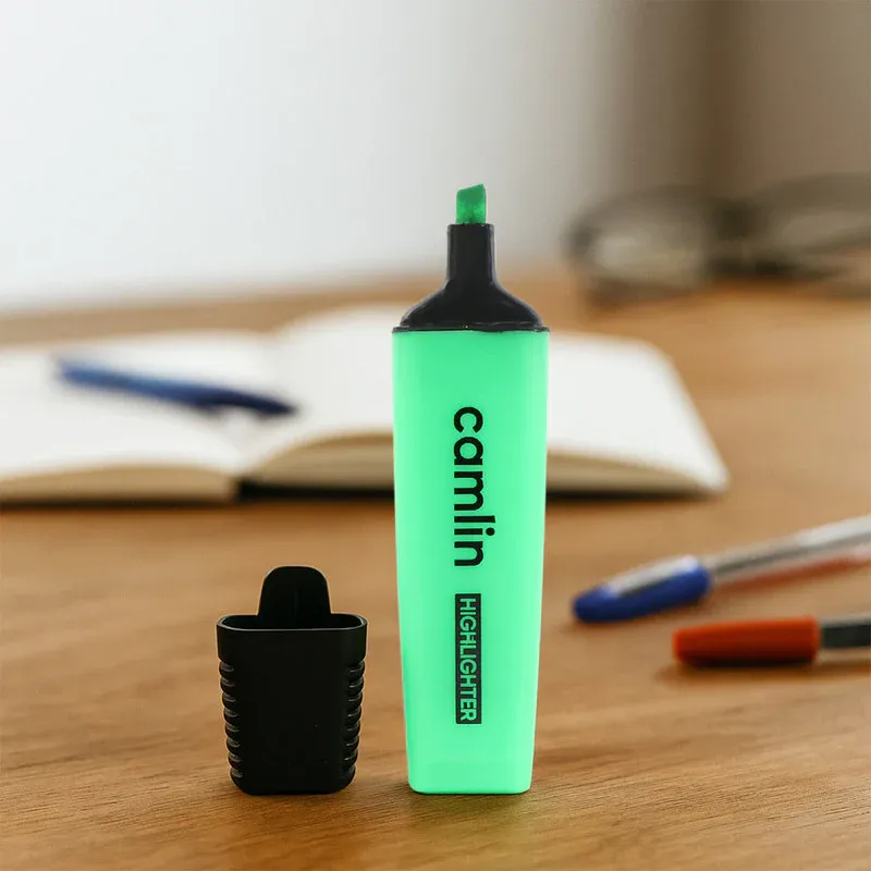 Camlin Highlighter Green – Smooth & Bright Fluorescent Highlighter Pen (Pack of 10) - Detailed Feature View 1