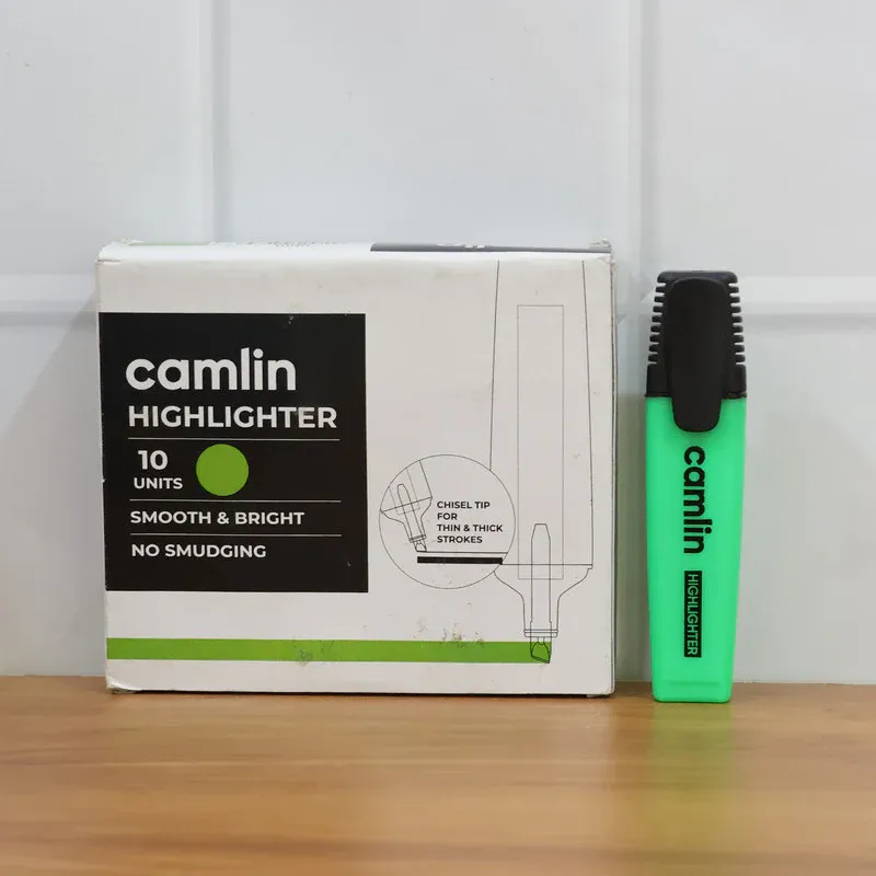 Camlin Highlighter Green – Smooth & Bright Fluorescent Highlighter Pen (Pack of 10) - Detailed Feature View 3