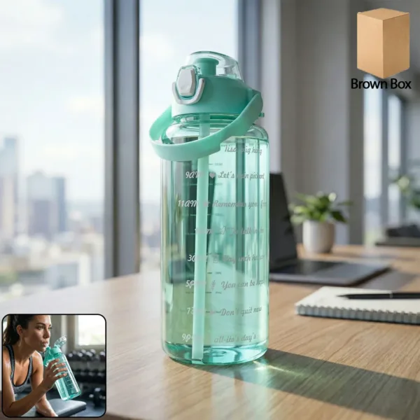 2 Litre Leakproof Sports Water Bottle with Flip Lock & Straw