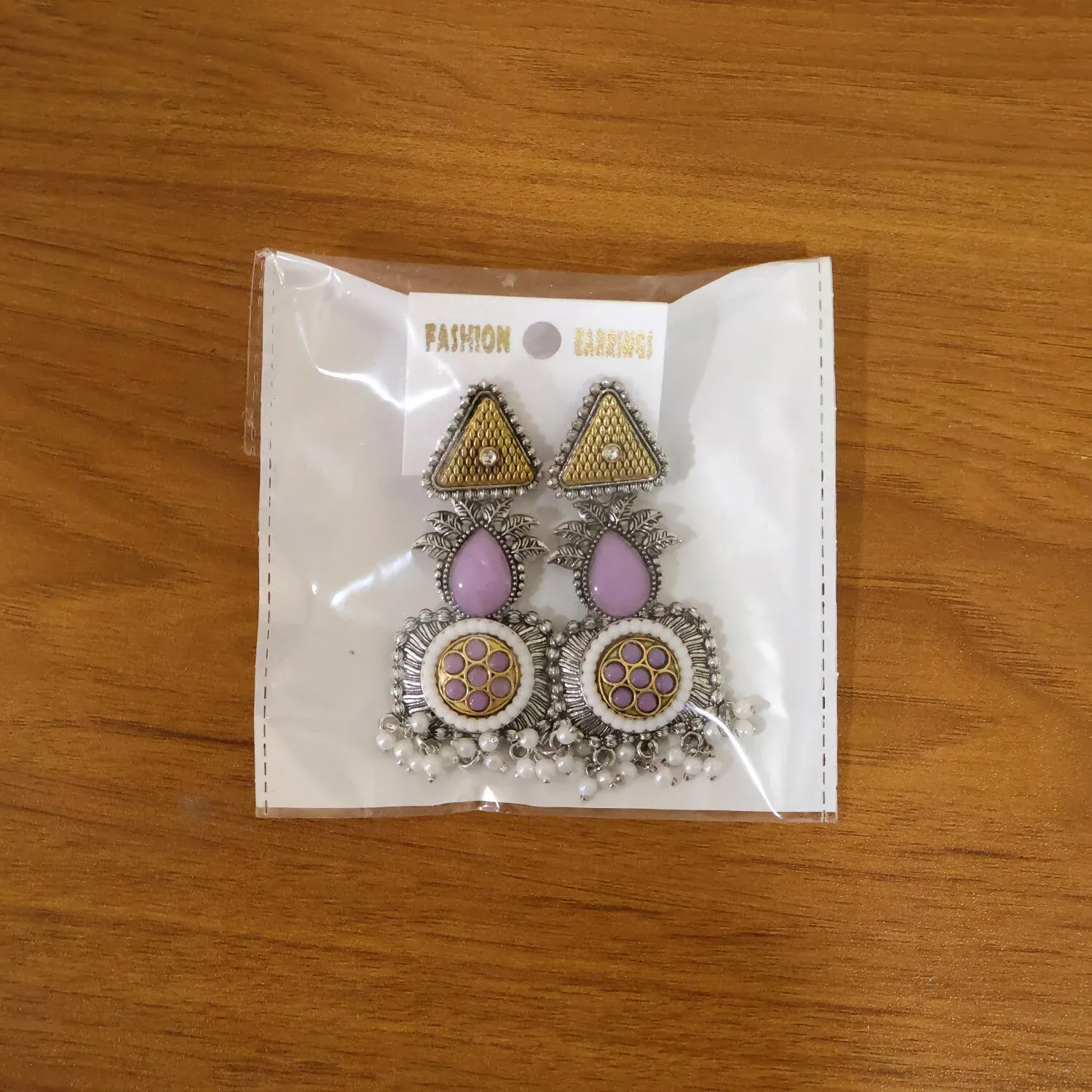 Elegant Blush Pink & Pearl Embellished Statement Drop Earrings with Antique Silver Finish and Intricate Floral Filigree Design - Detailed Feature View 5