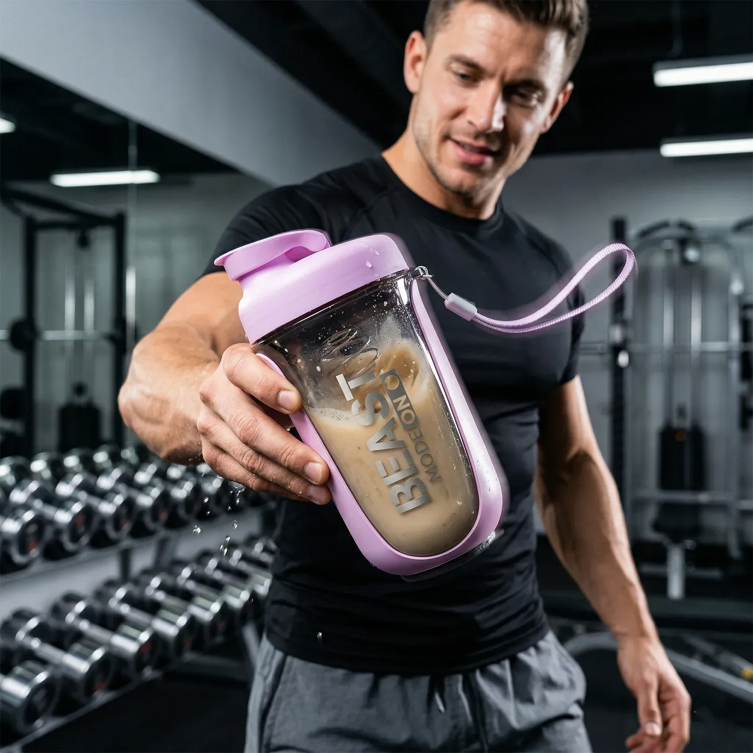 Premium Leak Proof Gym Shaker Bottle, fit fusion, 500 ML Approx - Detailed Feature View 2