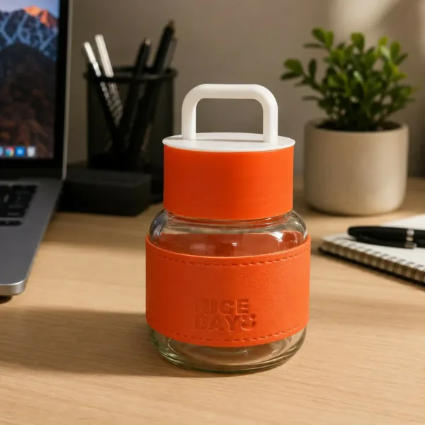 Glass Water Bottle – Stylish & Reusable with Carry Handle