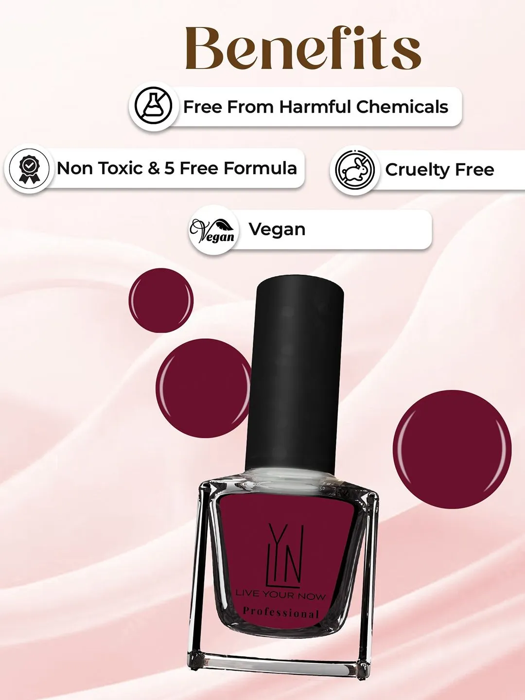 LYN LIVE YOUR NOW Long Lasting Fast Dry Nail Polish - Velvet Berry-12 ml - Detailed Feature View 2