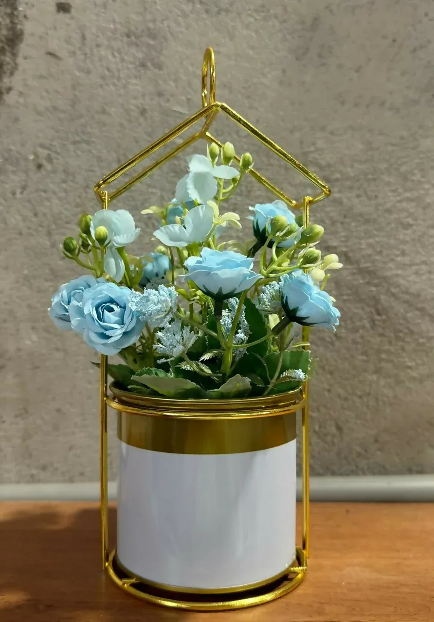 Gold House Frame Tabletop Planter with Decorative Pot(Color may vary) - Detailed Feature View 6