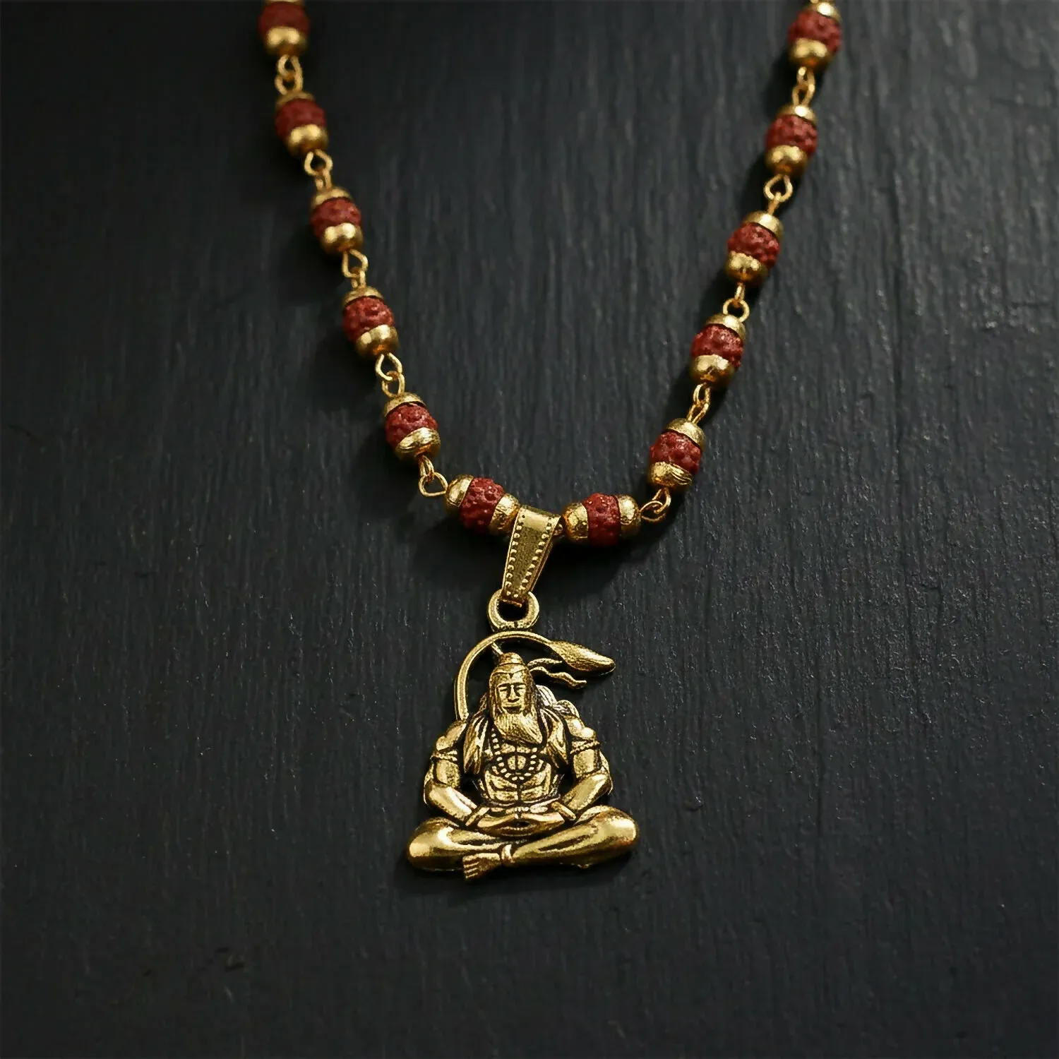 Hanuman Rudraksha Necklace Mala With Bracelet Combo - Detailed Feature View 4