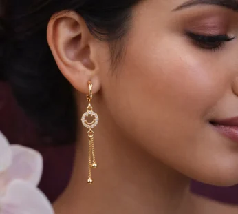 Gold-Tone Smiley Crystal Circle Tassel Drop Earrings for Women