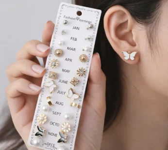 12-Month Birthstone & Fashion Earrings – 12 Unique Pairs