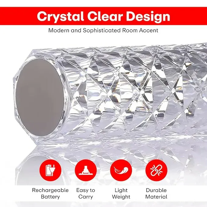 Crystal Diamond Table Lamp with Remote Control – Rechargeable Touch LED Night Light for Bedroom, Living Room & Romantic Decor – Multicolor Ambient Lighting for Parties, Gifts, and Home Interior Accents - Detailed Feature View 3