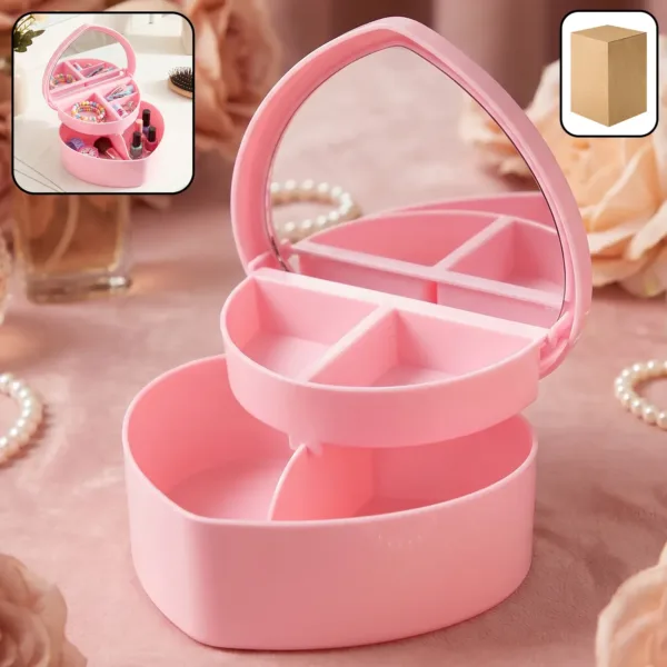 Makeup Storage Box with Mirror – Compact & Multi-Compartment Design