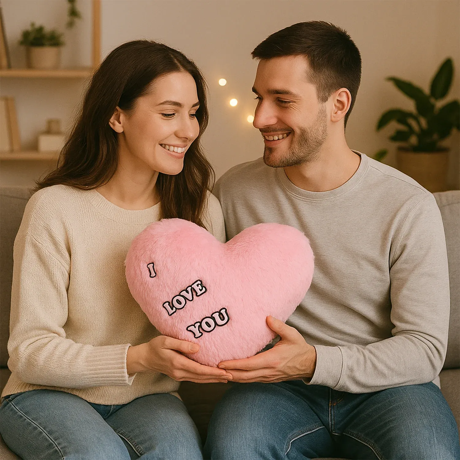 Heart Shape Plush Cushion – Soft & Romantic Love Pillow - Detailed Feature View 3