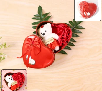 Heart Shape Valentine’s Gift Box with Teddy Bear & Rose | GiftEternal