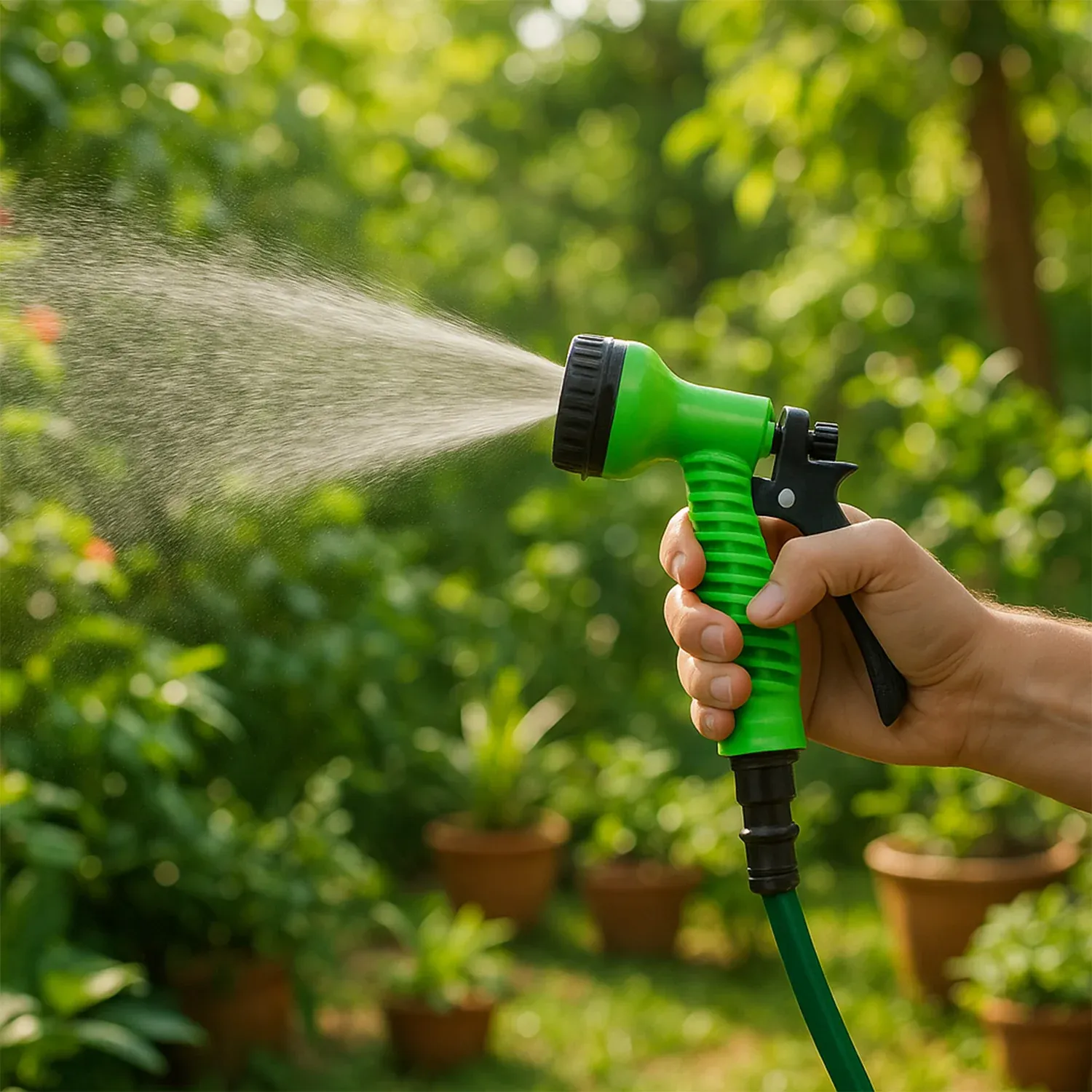 Garden Hose Spray Nozzle – Multi-Pattern with Flow Control - Detailed Feature View 2
