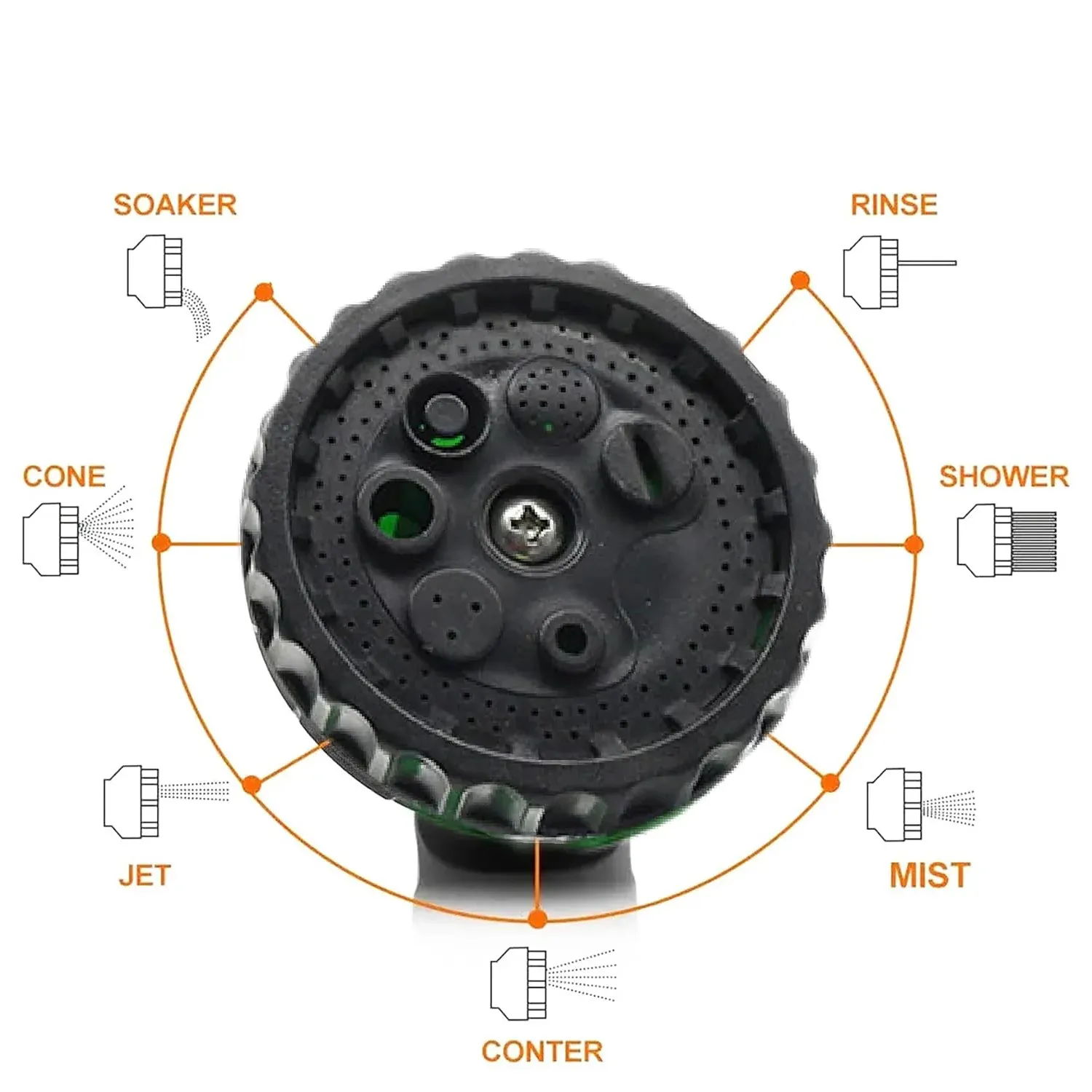 Garden Hose Spray Nozzle – Multi-Pattern with Flow Control - Detailed Feature View 5