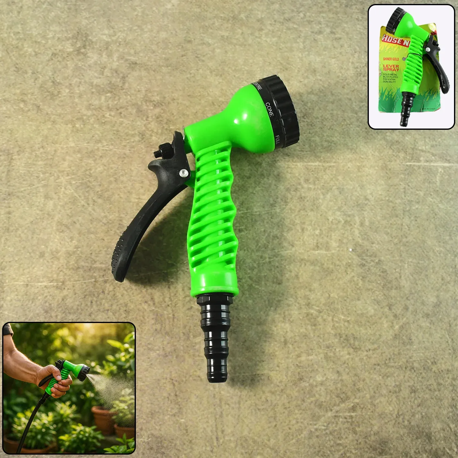 Garden Hose Spray Nozzle – Multi-Pattern with Flow Control - Detailed Feature View 1
