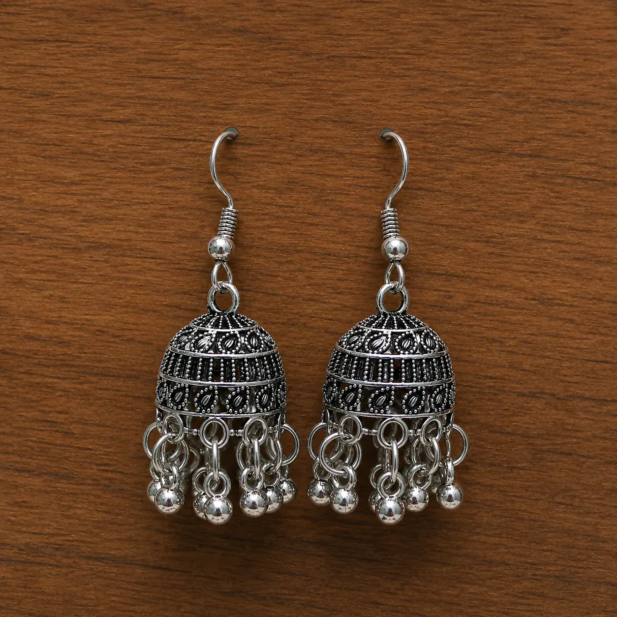 Premium Traditional Oxidised Silver Jhumki Earrings with Ghungroo for Women & Girls - Buy Online at Alikart