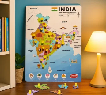 Aditi India Map Wooden Puzzle with Pegs for State Learning & Geography Play
