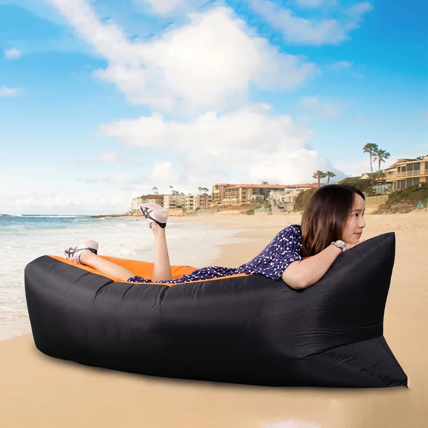 Portable Inflatable Air Lounger Sofa for Camping & Beach - Detailed Feature View 2