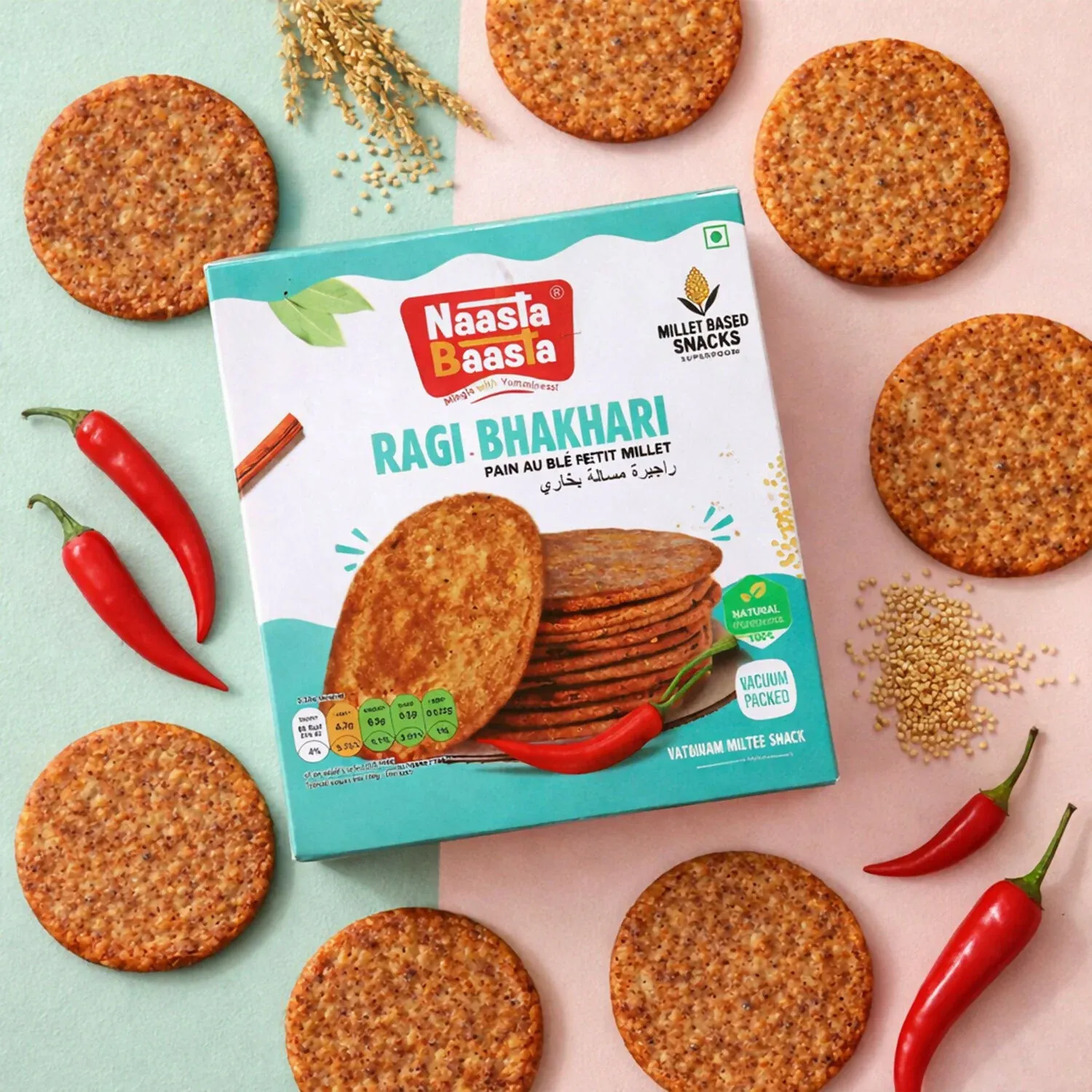Premium Naasta Baasta Ragi Bhakhari - Crispy Millet Based Ready to Eat Healthy Snack (200gm) - Buy Online at Alikart