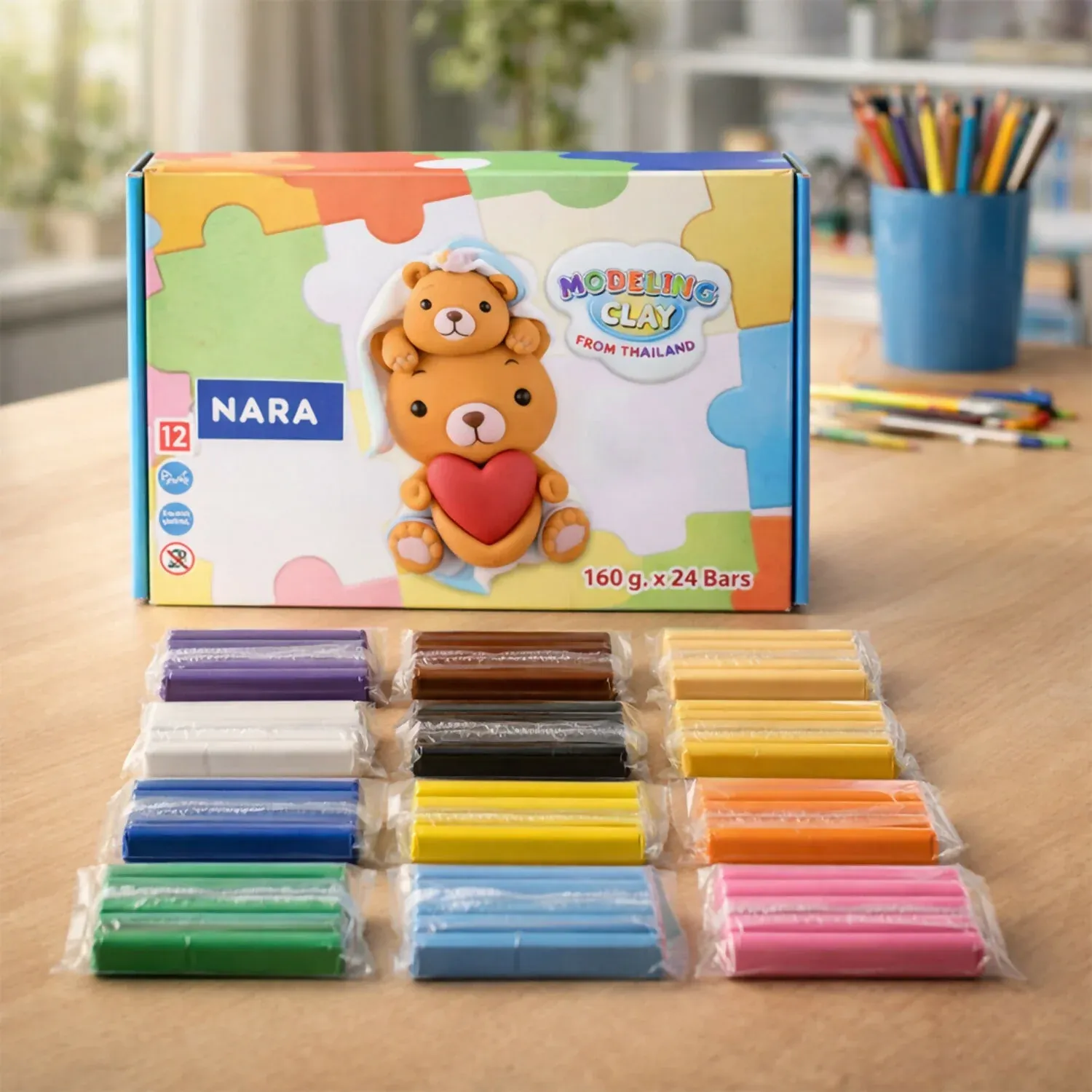 Kids Creative Modelling Clay – 24 Vibrant Bars DIY Craft Kit - Detailed Feature View 6