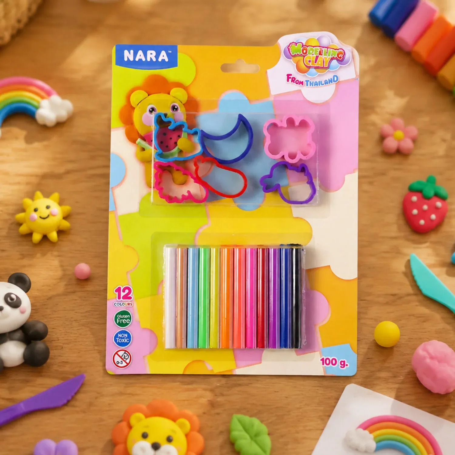 Nara Kids Colourful Modelling Clay Set with Shape Cutters & DIY Creative Play Kit 100 Gm - Detailed Feature View 2