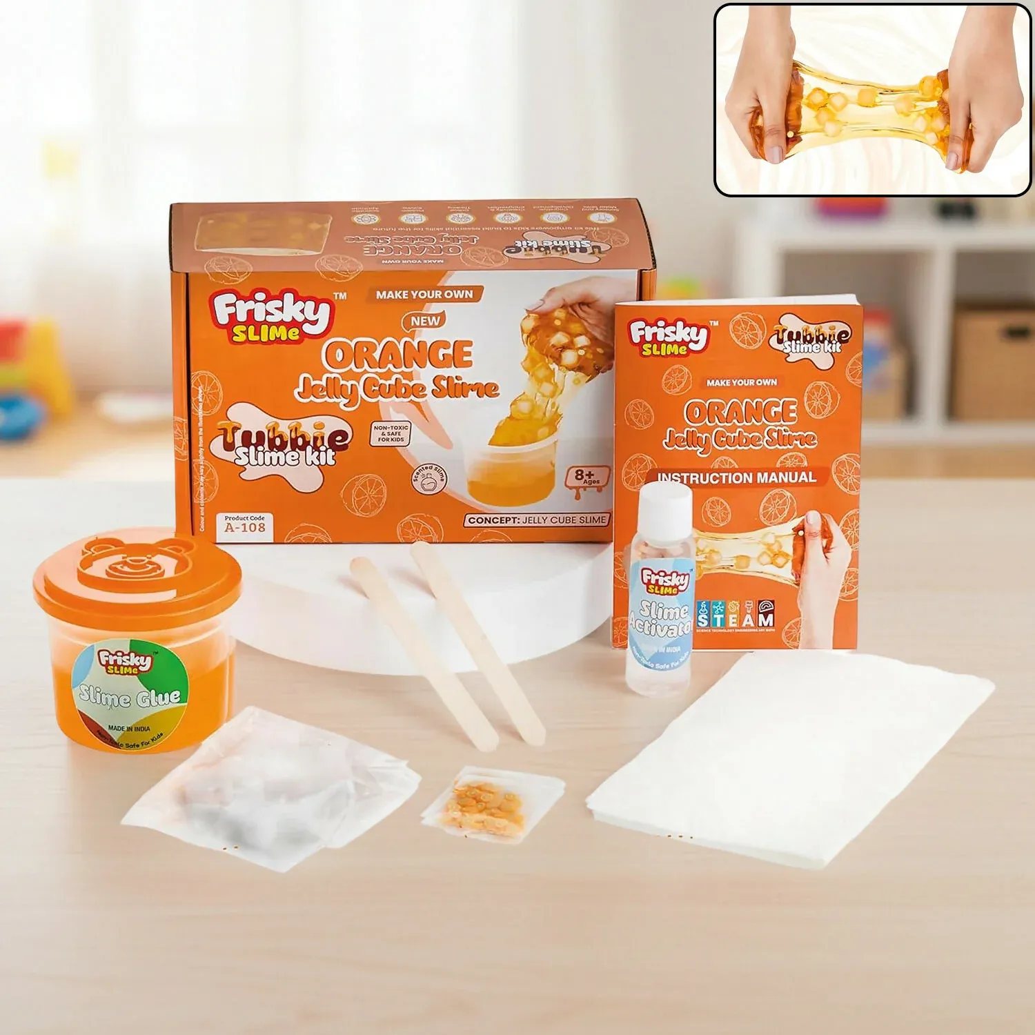 Premium Orange Jelly Cube Slime Making Kit for Kids – DIY Tubbie Slime Kit with Activator - Buy Online at Alikart