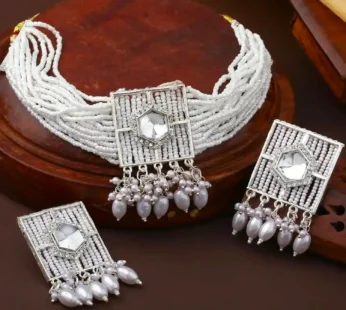 Beautifully Premium Quality Pearl Choker Necklace With Beautiful Earrings