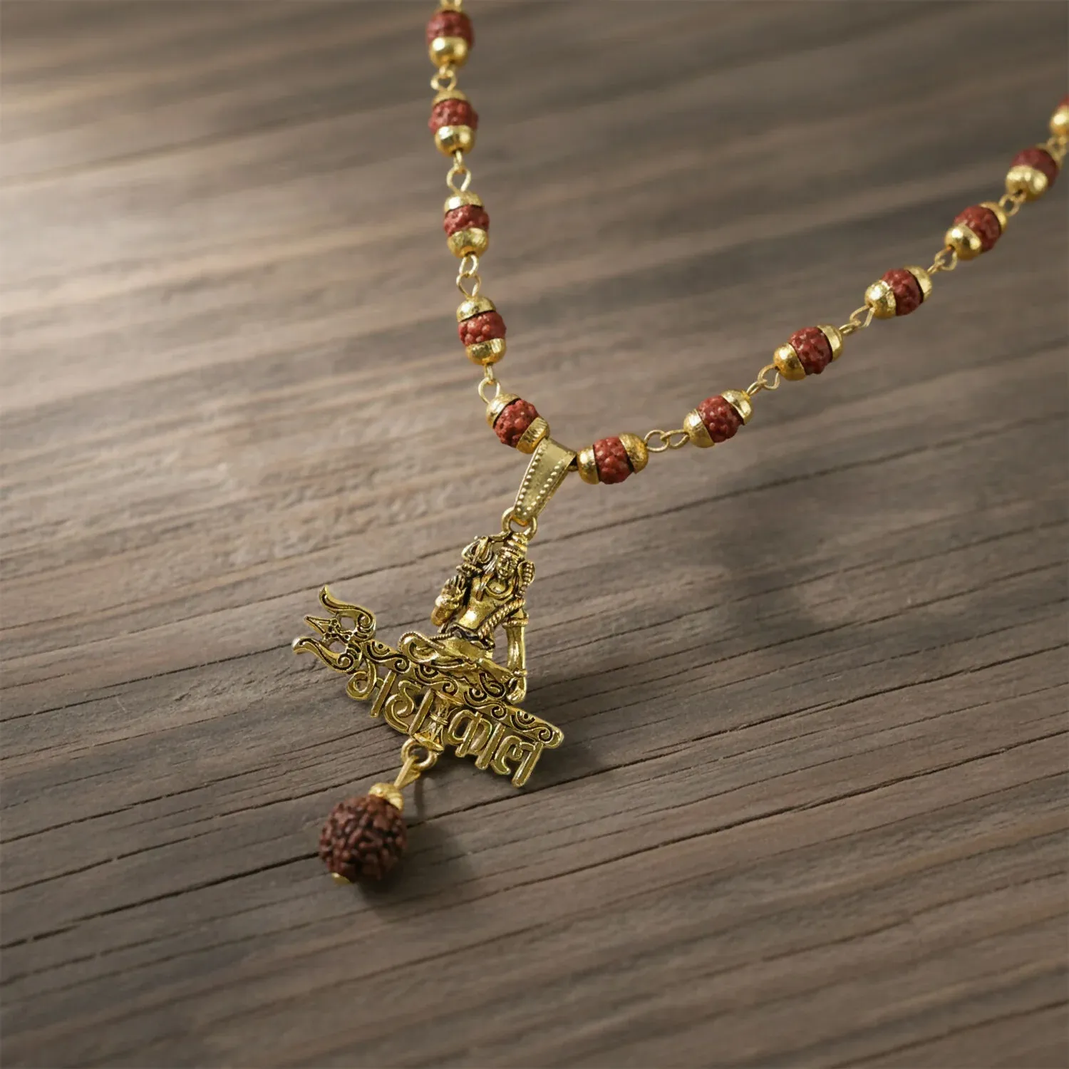 Mahakal Pendant with Rudraksha Necklace Mala - Detailed Feature View 1