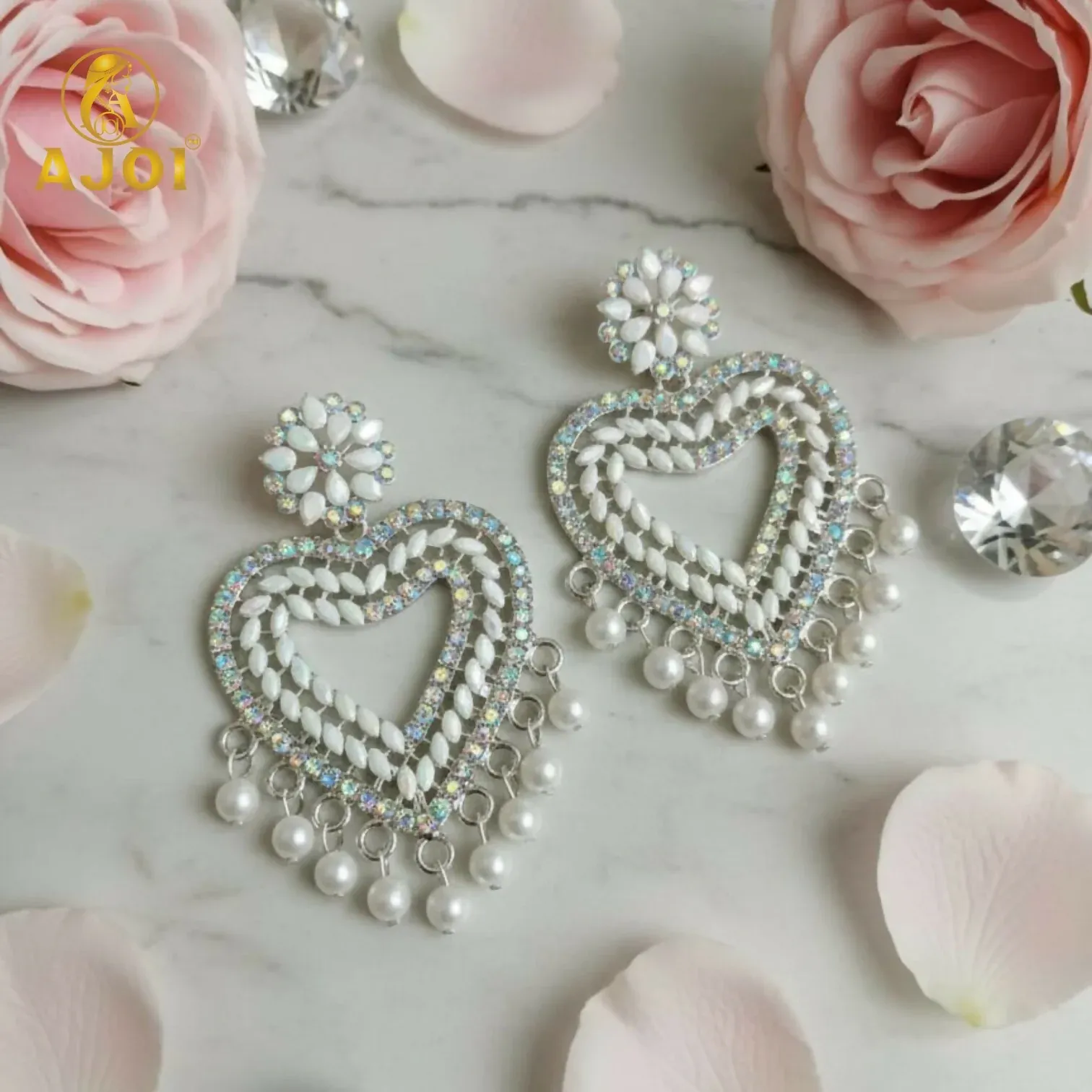 Heart-Shaped Pearl Drop Earrings For Women And Girls - Detailed Feature View 4