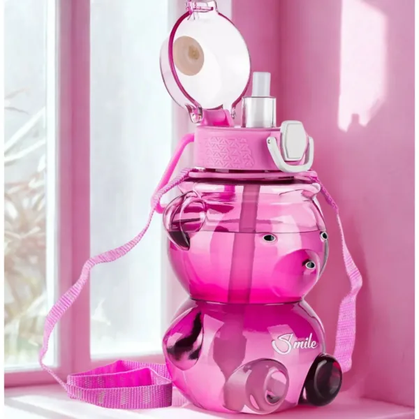Teddy Bear Cartoon Kids Water Bottle with Lockable Lid
