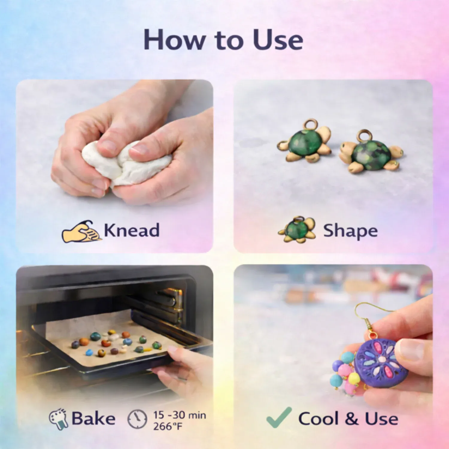 NARA Polymer Clay Kit - 40 pcs, 18 Vibrant Colors for DIY Art & Jewelry - Detailed Feature View 4