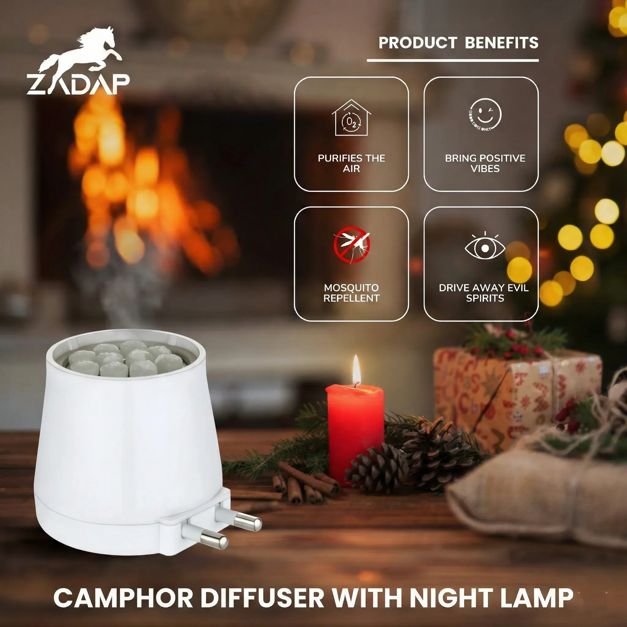 Kapoor Dani – Safe Electric Wooden Camphor Burner & Night Lamp - Detailed Feature View 1