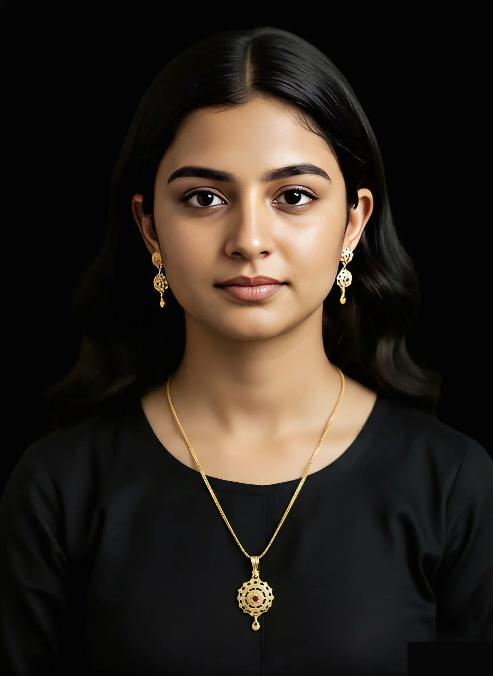 Micro Gold-Plated Ruby and White Stone Pendant Set With Matching Earrings - Detailed Feature View 2