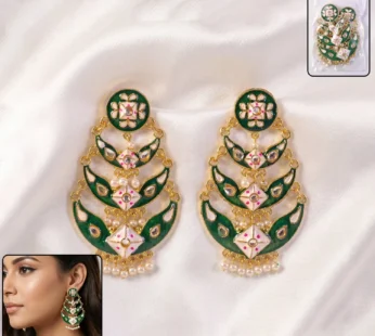 Sea Green Meenakari Chandbali Earring – Premium Handmade Jewelry