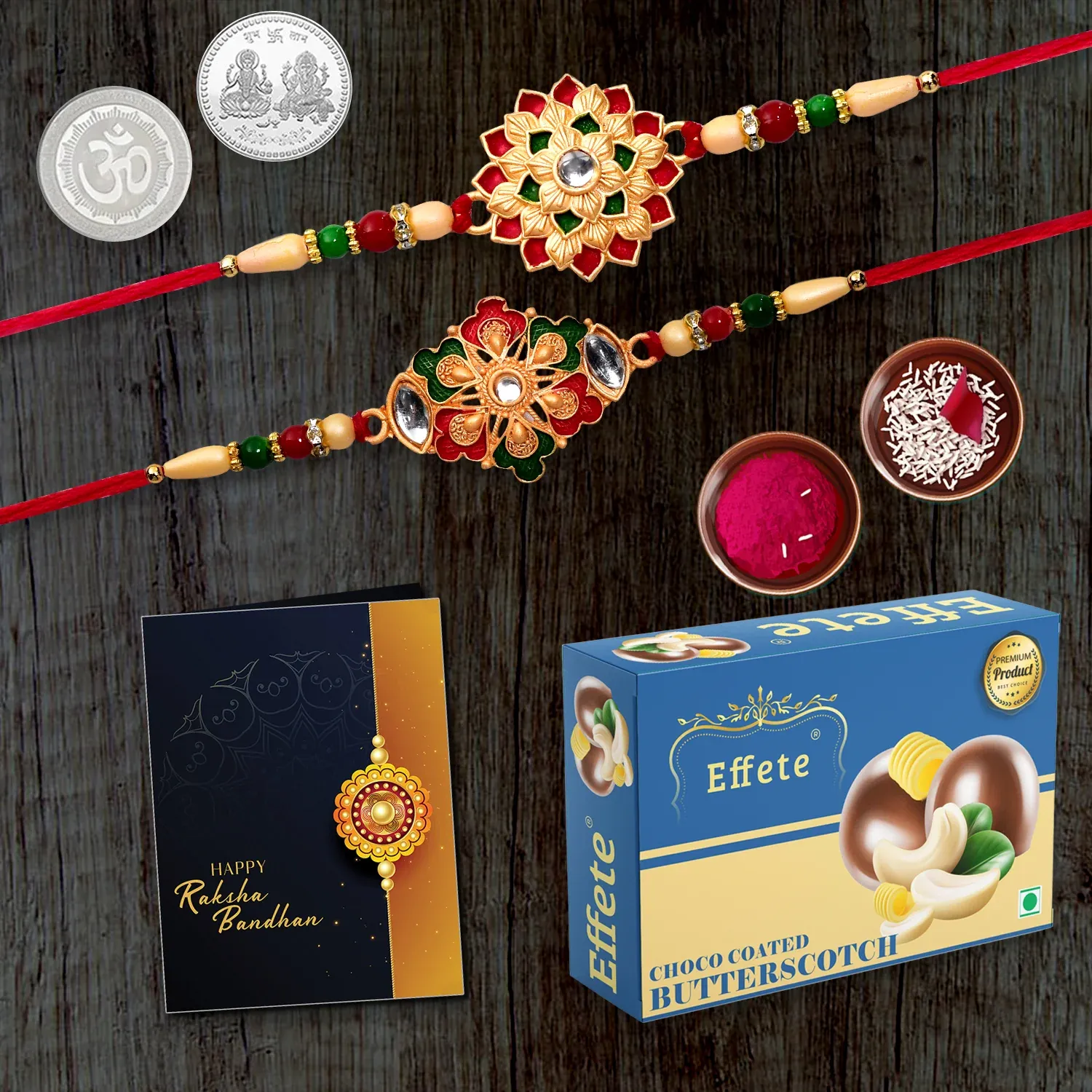 Premium Rakhi Combo Gift Set – Complete Ritual Kit with Greeting Card - Buy Online at Alikart