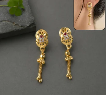 Designer Gold Tone Stone Embellished Tassel Earrings for Women & Girls (1 Pair)