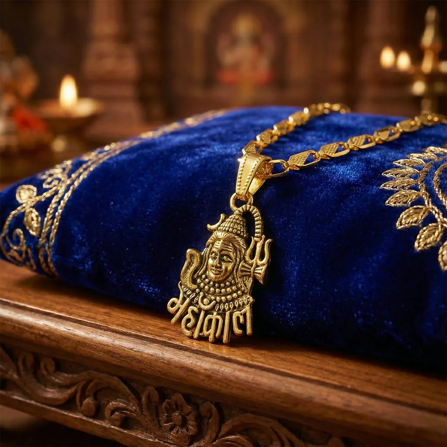 Lord Mahakal Pendant with Chain – Divine Strength Necklace - Detailed Feature View 1