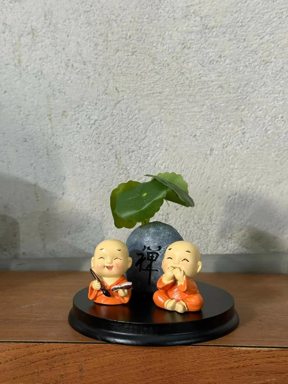 Cute Zen Monk Couple with Mini Planter Decorative Showpiece (ANY COLOR) - Detailed Feature View 6