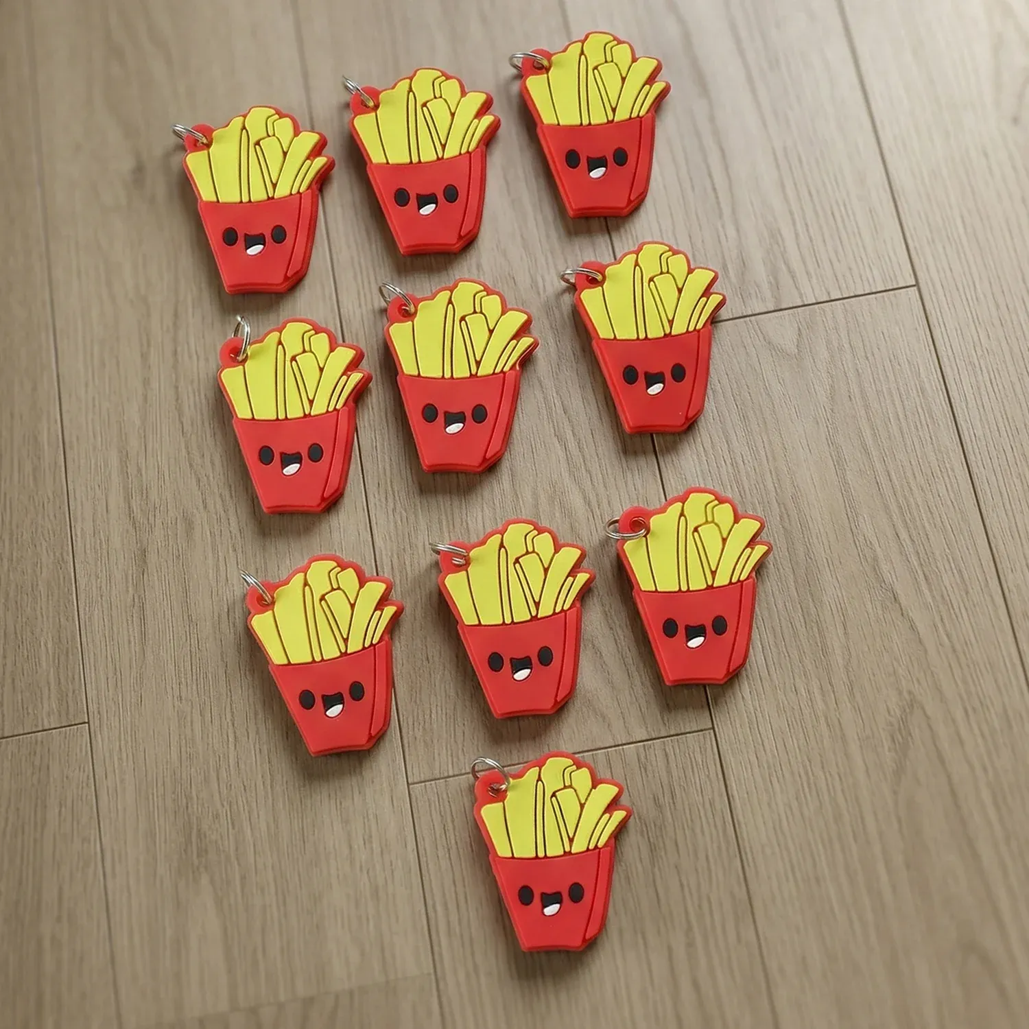 Cute French Fries Shap Bag Charm Keychain Set (10 Pc) - Detailed Feature View 5