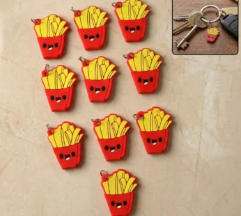 Cute French Fries Shap Bag Charm Keychain Set (10 Pc)