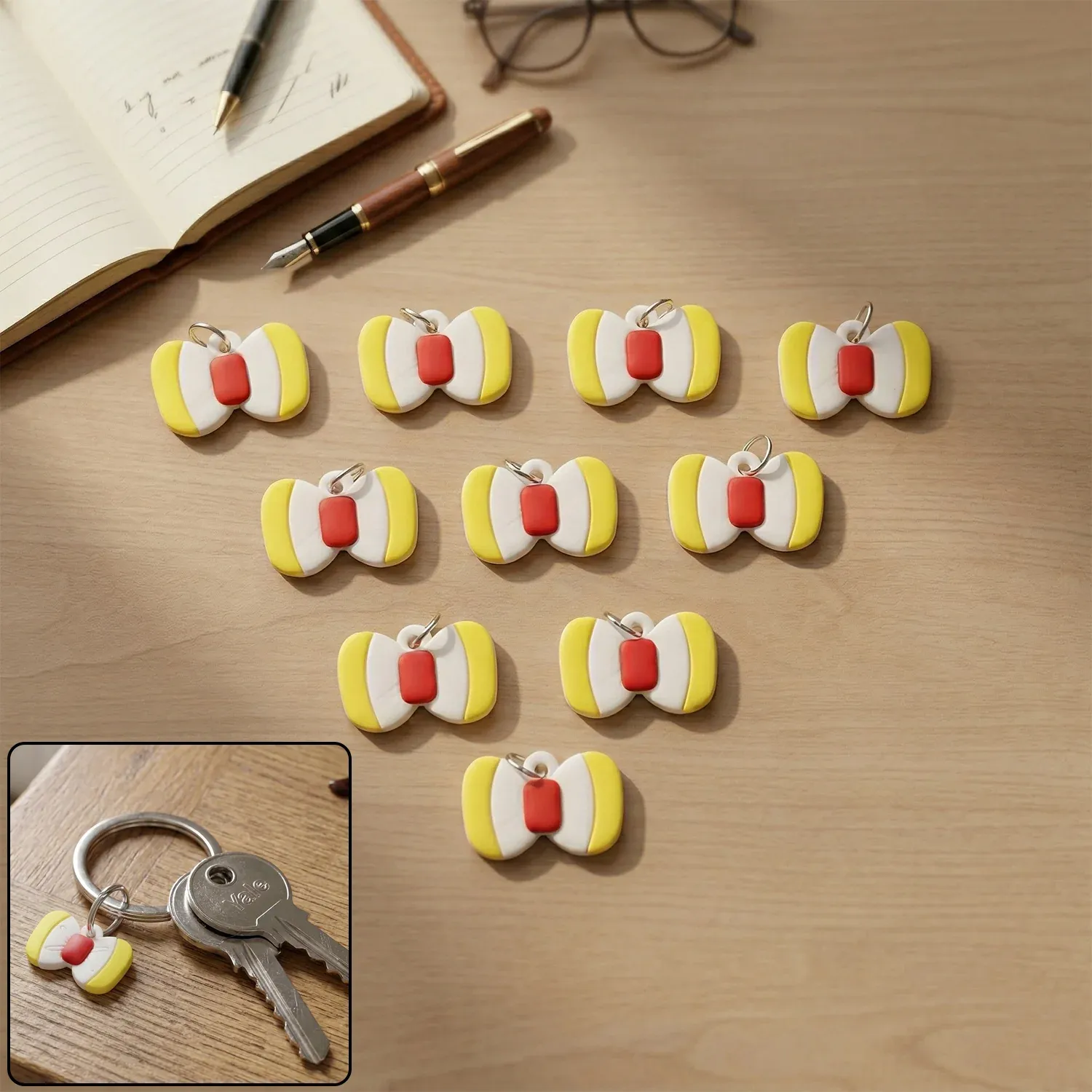 Premium Cute Bow Shape Bag Charm Keychain Set (10 Pc) - Buy Online at Alikart