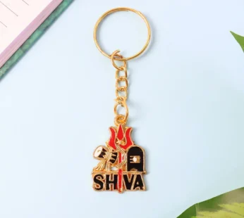 Golden Shiva Symbol Keychain with Trishul & Damru – Devotional Gift