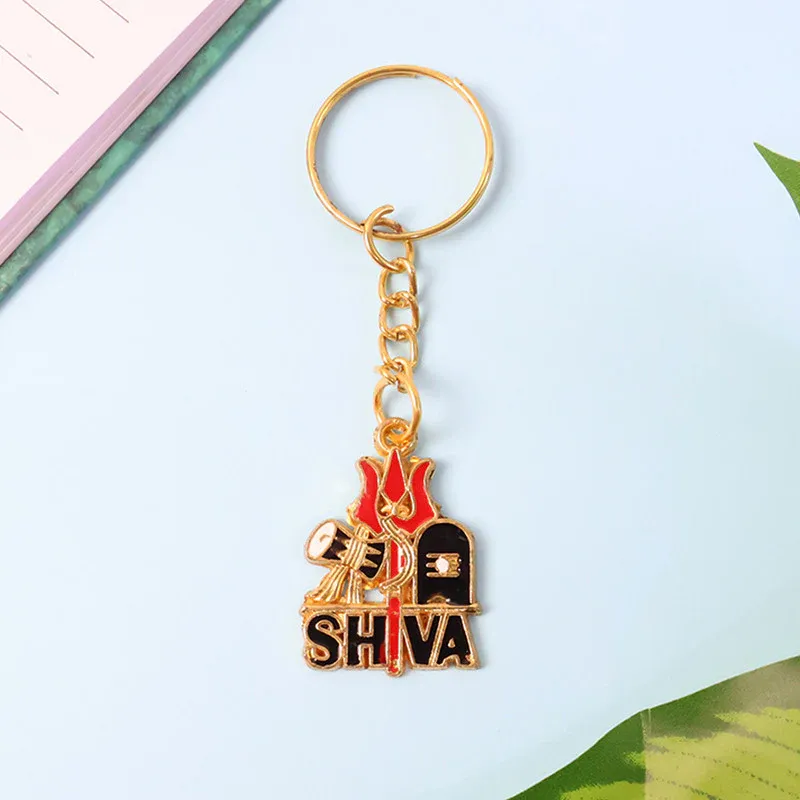 Premium Golden Shiva Symbol Keychain with Trishul & Damru – Devotional Gift - Buy Online at Alikart