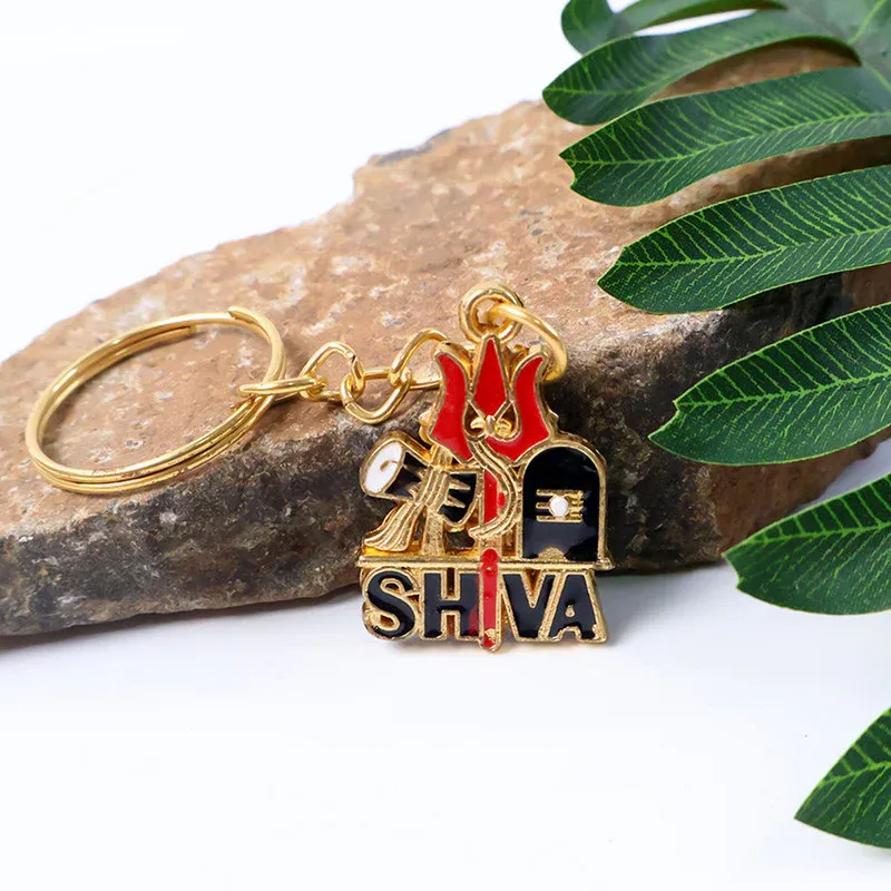 Golden Shiva Symbol Keychain with Trishul & Damru – Devotional Gift - Detailed Feature View 5