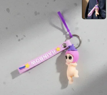 Cute Baby Doll Silicone Keychain with Wrist Loop Strap – 1 Pc