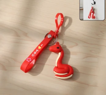 Cute Cartoon Snake Keychain with ‘I Love You’ Strap & Clip Hook