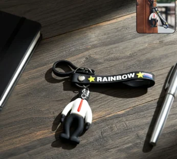 Stylish Cartoon Man Keychain with Rainbow Strap – 1 Pc