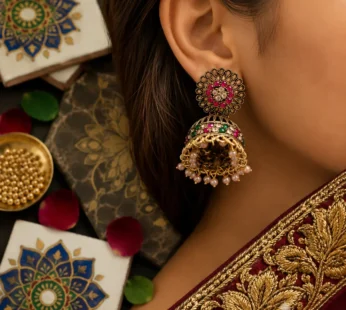 Elegant Traditional Gold Plated Jhumka Earrings with Pearl Drops for Women & Girls